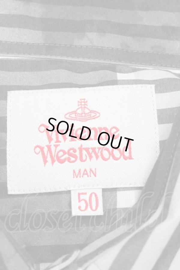 画像5: ヴィヴィアンウエストウッド MAN 中古 / PICNIC MONOCHROMEクラシックシャツ 50 グレー  S-25-11-30-026-bl-AS-ZS (5)