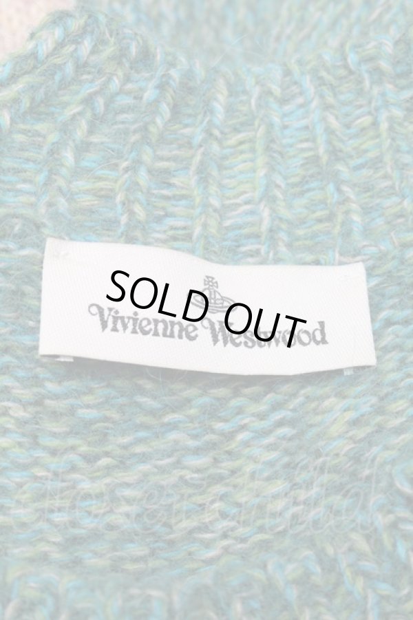 画像4: ヴィヴィアンウエストウッド 中古 / Half&Halfセーター  グリーンｘベージュ  S-25-11-30-028-to-AS-ZH (4)