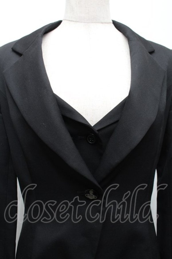 画像3: ヴィヴィアンウエストウッド 中古 / レイヤードデザインジャケット 2 黒  S-25-11-30-039-jc-HR-ZS (3)