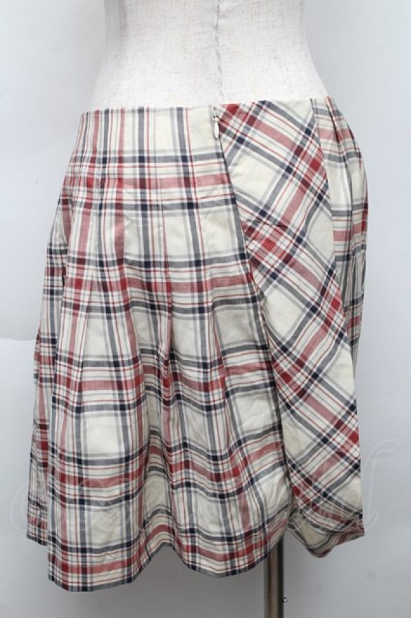 画像2: ヴィヴィアンウエストウッド 中古 / 変形チェックスカート 42 アイボリーｘレッドｘブルー  S-25-11-30-044-sk-HR-ZS (2)