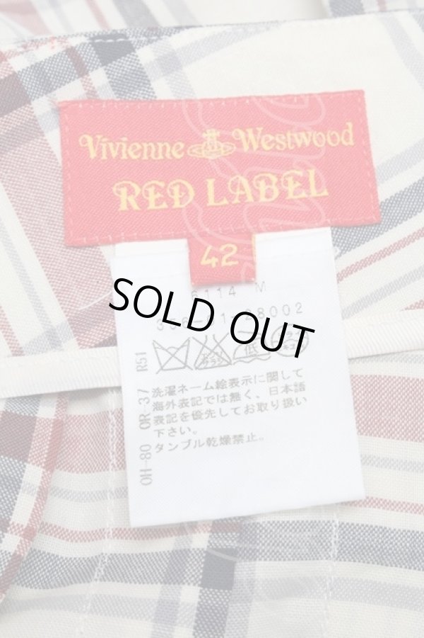 画像4: ヴィヴィアンウエストウッド 中古 / 変形チェックスカート 42 アイボリーｘレッドｘブルー  S-25-11-30-044-sk-HR-ZS (4)