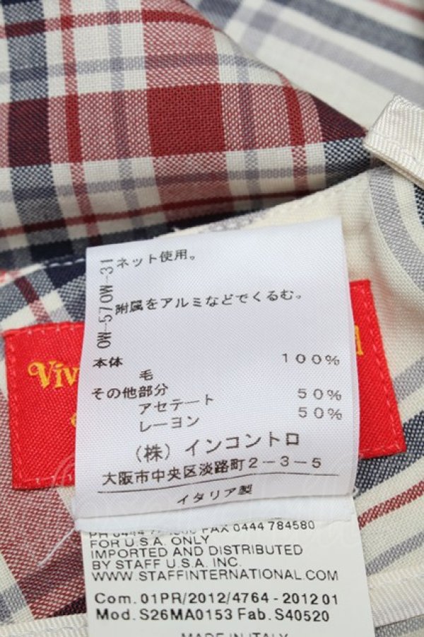 画像5: ヴィヴィアンウエストウッド 中古 / 変形チェックスカート 42 アイボリーｘレッドｘブルー  S-25-11-30-044-sk-HR-ZS (5)