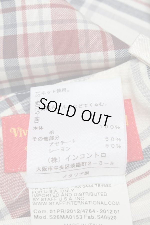 画像5: ヴィヴィアンウエストウッド 中古 / 変形チェックスカート 42 アイボリーｘレッドｘブルー  S-25-11-30-044-sk-HR-ZS (5)
