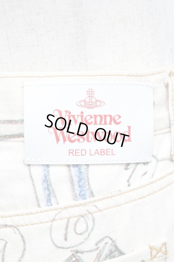 画像3: ヴィヴィアンウエストウッド 中古 / オーガニックコットンヘリンボンLine Up Print フレアパンツ 38 オフ  S-25-11-30-048-pa-AS-ZS (3)