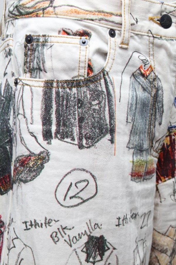 画像5: ヴィヴィアンウエストウッド 中古 / オーガニックコットンヘリンボンLine Up Print フレアパンツ 38 オフ  S-25-11-30-048-pa-AS-ZS (5)