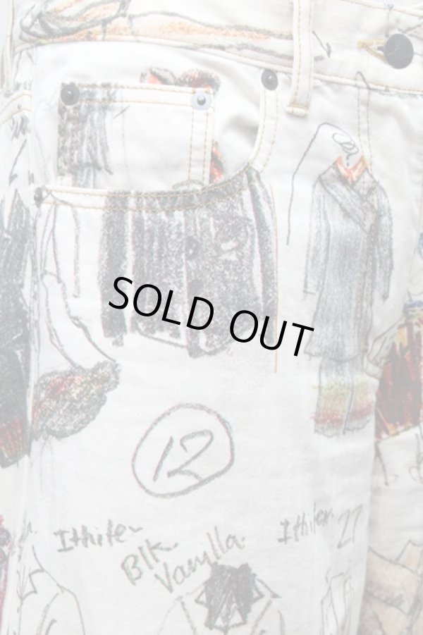 画像5: ヴィヴィアンウエストウッド 中古 / オーガニックコットンヘリンボンLine Up Print フレアパンツ 38 オフ  S-25-11-30-048-pa-AS-ZS (5)