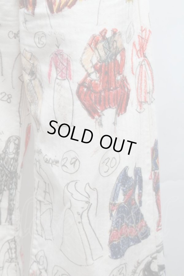 画像6: ヴィヴィアンウエストウッド 中古 / オーガニックコットンヘリンボンLine Up Print フレアパンツ 38 オフ  S-25-11-30-048-pa-AS-ZS (6)