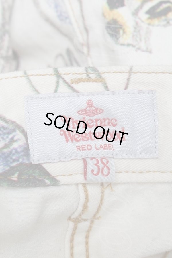 画像7: ヴィヴィアンウエストウッド 中古 / オーガニックコットンヘリンボンLine Up Print フレアパンツ 38 オフ  S-25-11-30-048-pa-AS-ZS (7)