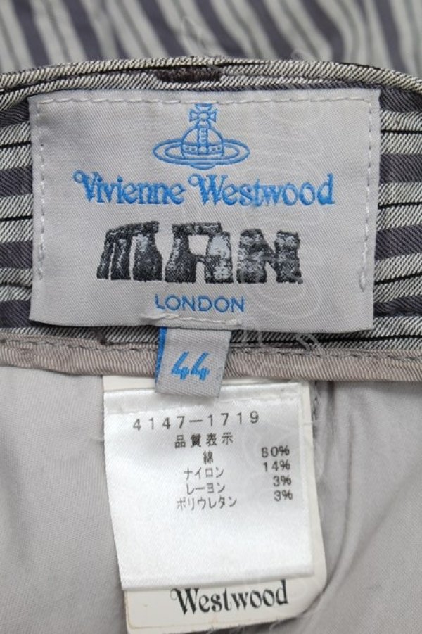 画像6: ヴィヴィアンウエストウッド MAN 中古 / ストライプパンツ 44 グレー  S-25-11-30-051-pa-AS-ZS (6)