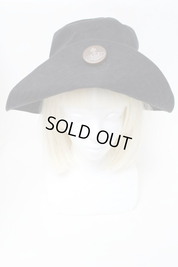 画像2: ヴィヴィアンウエストウッド 中古 / オーフボタンハット  黒  S-25-11-30-017-ha-AS-ZS (2)