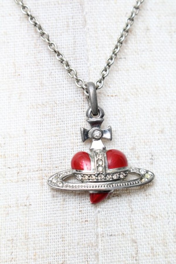 画像2: ヴィヴィアンウエストウッド 中古 / ディアマンテネックレス  シルバーｘ赤  S-25-11-30-019-ac-AS-ZS (2)