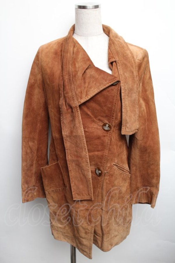 画像3: ヴィヴィアンウエストウッド 中古 / レザージャケット 2 ブラウン  S-25-12-17-003-jc-AS-ZS (3)