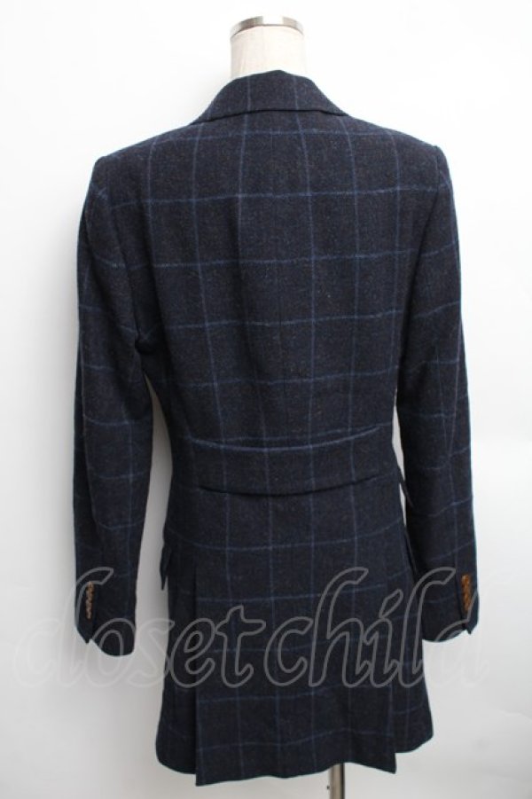 画像2: ヴィヴィアンウエストウッド MAN 中古 / ウールチェックコート 44 紺  S-25-12-17-008-co-AS-ZS (2)