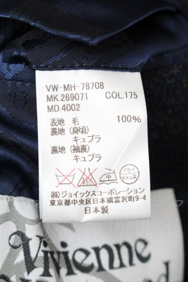 画像6: ヴィヴィアンウエストウッド MAN 中古 / ウールチェックコート 44 紺  S-25-12-17-008-co-AS-ZS (6)