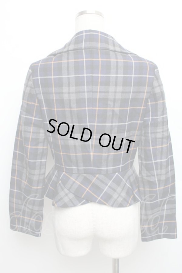 画像2: ヴィヴィアンウエストウッド 中古 / タータンチェックジャケット 2 紺ｘグレー  S-25-12-17-011-jc-AS-ZS (2)