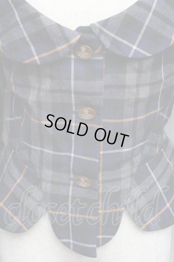 画像4: ヴィヴィアンウエストウッド 中古 / タータンチェックジャケット 2 紺ｘグレー  S-25-12-17-011-jc-AS-ZS (4)