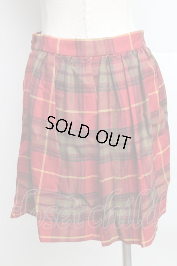 画像2: ヴィヴィアンウエストウッド 中古 / チェック変形スカート 2 赤  S-25-12-17-013-sk-AS-ZS (2)