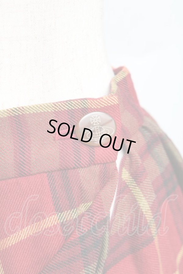 画像3: ヴィヴィアンウエストウッド 中古 / チェック変形スカート 2 赤  S-25-12-17-013-sk-AS-ZS (3)