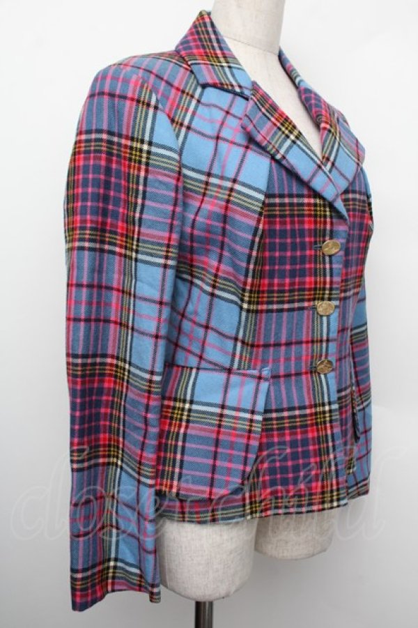 画像3: 【Vintage放出】ヴィヴィアンウエストウッド 中古 / ブルーマックベティーナジャケット 40 ブルーｘピンク  S-25-12-20-002-jc-AS-ZS (3)