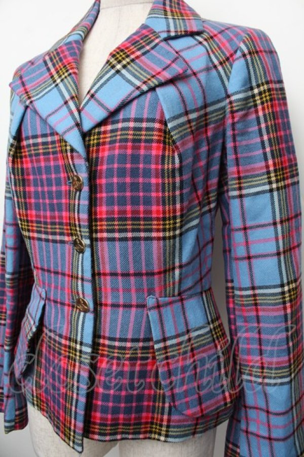画像7: 【Vintage放出】ヴィヴィアンウエストウッド 中古 / ブルーマックベティーナジャケット 40 ブルーｘピンク  S-25-12-20-002-jc-AS-ZS (7)