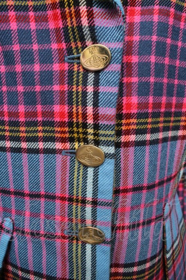 画像8: 【Vintage放出】ヴィヴィアンウエストウッド 中古 / ブルーマックベティーナジャケット 40 ブルーｘピンク  S-25-12-20-002-jc-AS-ZS (8)