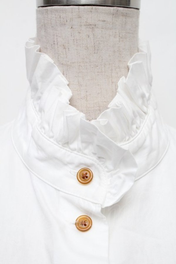 画像3: ヴィヴィアンウエストウッド 中古 / フリル立チ襟ブラウス 2 白  S-25-12-28-029-bl-AS-ZS (3)
