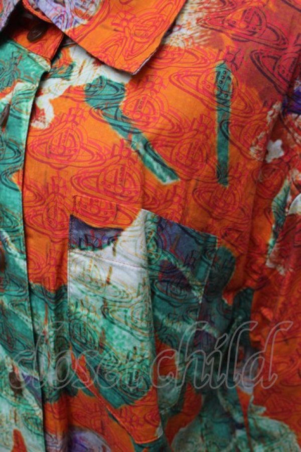 画像3: ヴィヴィアンウエストウッド 中古 / フラワーオーブシャツ  オレンジ  S-25-12-28-030-bl-AS-ZS (3)