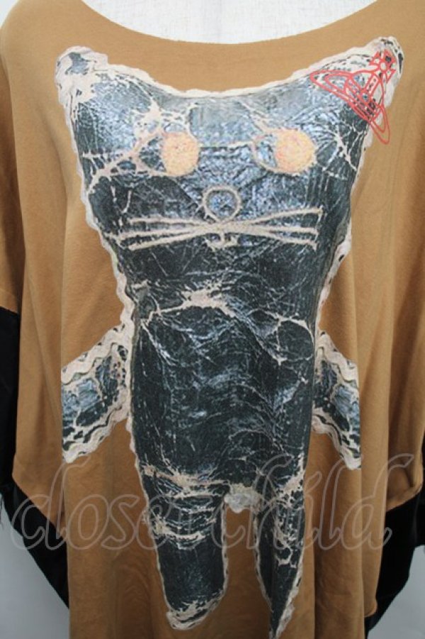 画像4: ヴィヴィアンウエストウッド 中古 / コンパクトスムースPUNK CATビッグマン Ｔシャツ  ブラウン  S-25-12-28-031-ts-AS-ZS (4)