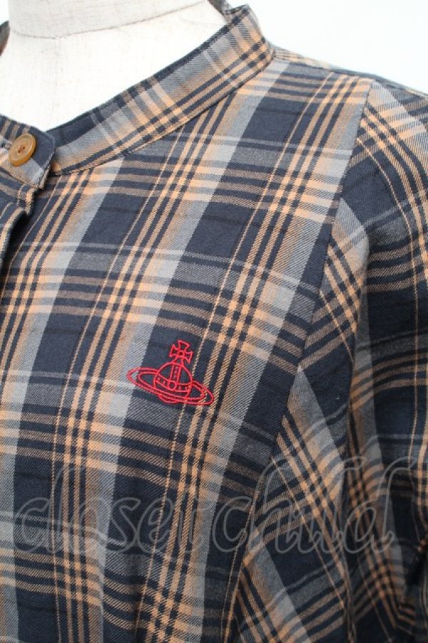 画像3: ヴィヴィアンウエストウッド 中古 / バンドカラーチェックワンピース 00 グレー  S-25-12-28-034-op-AS-ZS (3)