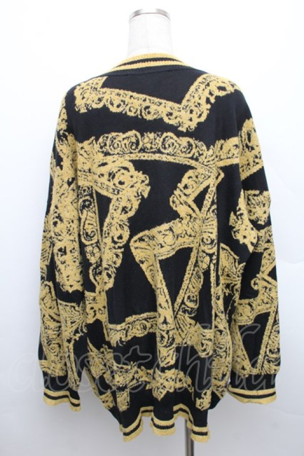 画像2: ヴィヴィアンウエストウッド 中古 / フレーム柄ニットカーディガン 00 黒ｘイエロー  S-25-12-28-035-to-AS-ZS (2)