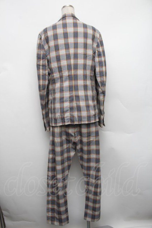 画像2: ヴィヴィアンウエストウッド MAN 中古 / SU/3ピースチェックセットアップ 44 紺  S-25-12-28-036-jc-AS-ZS (2)