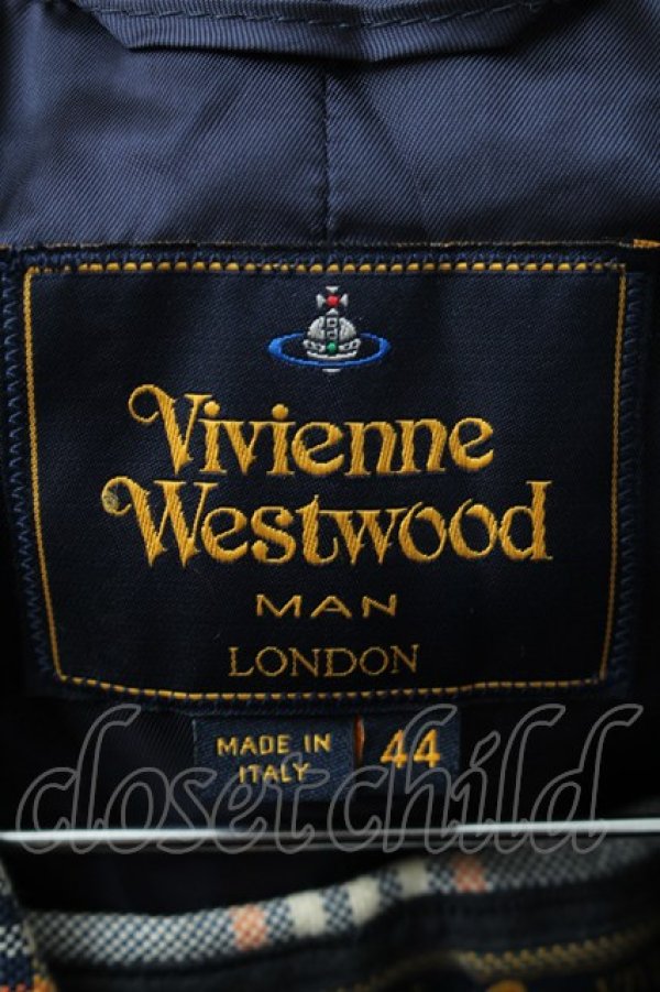 画像6: ヴィヴィアンウエストウッド MAN 中古 / SU/3ピースチェックセットアップ 44 紺  S-25-12-28-036-jc-AS-ZS (6)