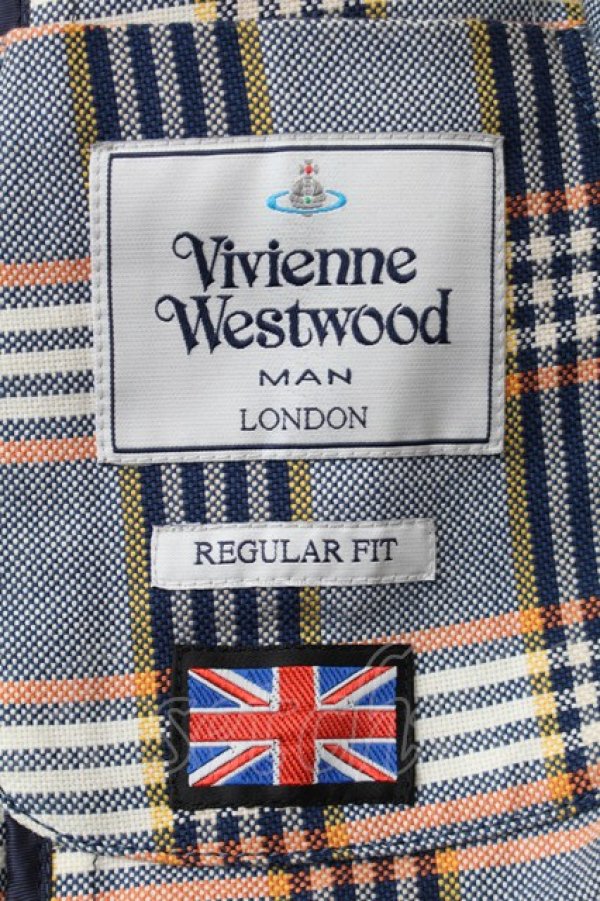 画像7: ヴィヴィアンウエストウッド MAN 中古 / SU/3ピースチェックセットアップ 44 紺  S-25-12-28-036-jc-AS-ZS (7)