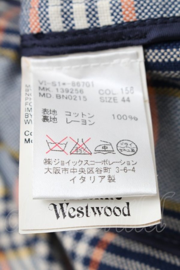 画像8: ヴィヴィアンウエストウッド MAN 中古 / SU/3ピースチェックセットアップ 44 紺  S-25-12-28-036-jc-AS-ZS (8)