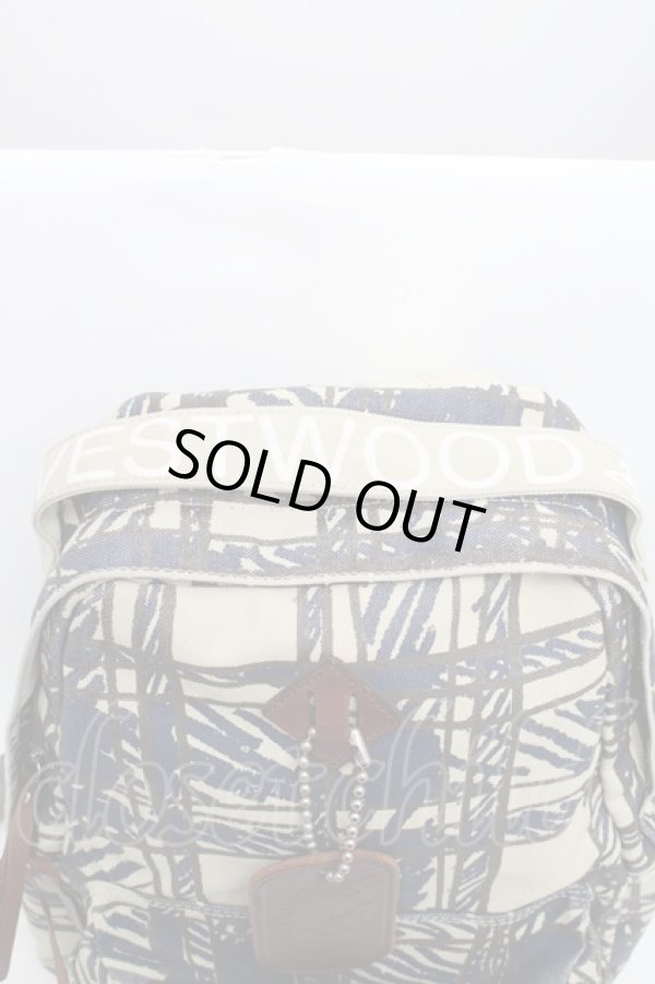 画像4: ヴィヴィアンウエストウッド MAN 中古 / スクリブルチェックリュック  ベージュｘ紺  S-25-12-28-017-ba-AS-ZS (4)