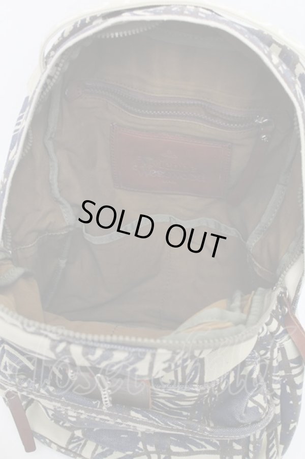 画像5: ヴィヴィアンウエストウッド MAN 中古 / スクリブルチェックリュック  ベージュｘ紺  S-25-12-28-017-ba-AS-ZS (5)