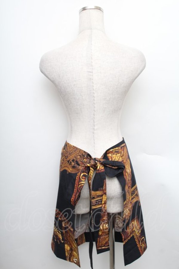 画像2: ヴィヴィアンウエストウッド 中古 / フレームプリントエプロン  黒  S-25-12-28-023-gd-AS-ZS (2)