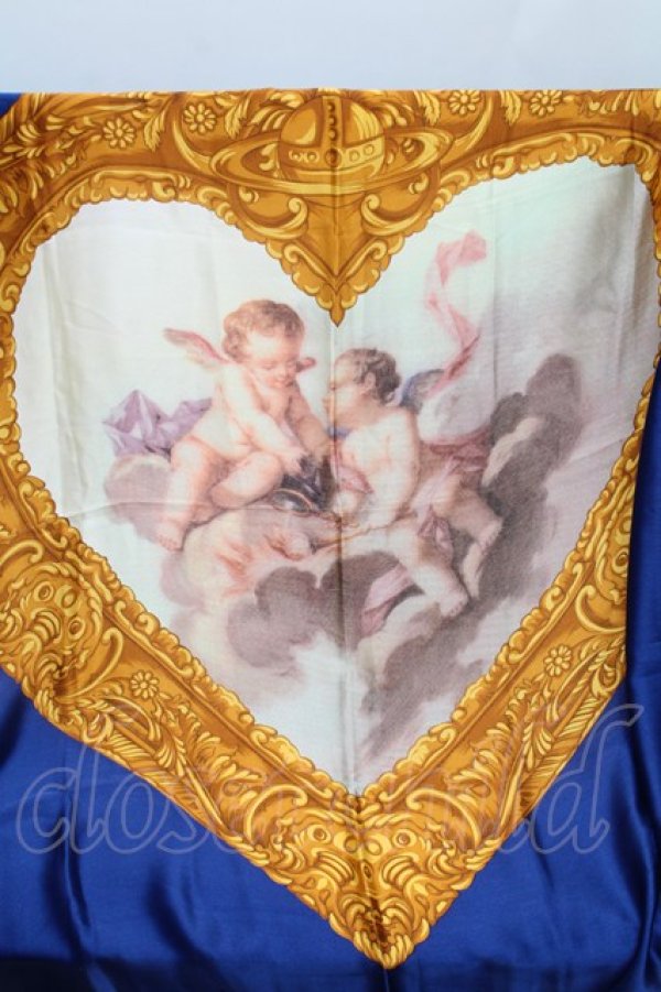 画像2: ヴィヴィアンウエストウッド 中古 / ハートフレームスカーフ  青  S-26-01-25-032-gd-AS-ZS (2)