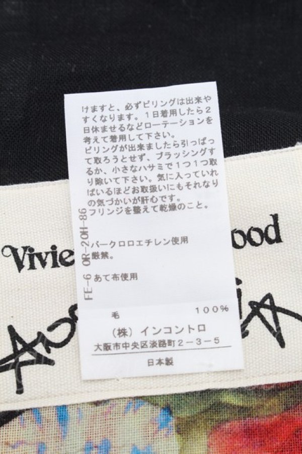 画像4: ヴィヴィアンウエストウッド 中古 / フラワーテープスカーフ  黒  S-26-01-25-033-gd-AS-ZS (4)