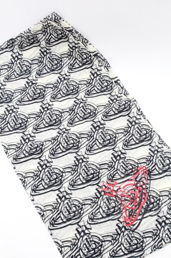 画像2: ヴィヴィアンウエストウッド 中古 / グラフィックオーブスカーフ  オフ  S-26-01-25-035-gd-AS-ZS (2)