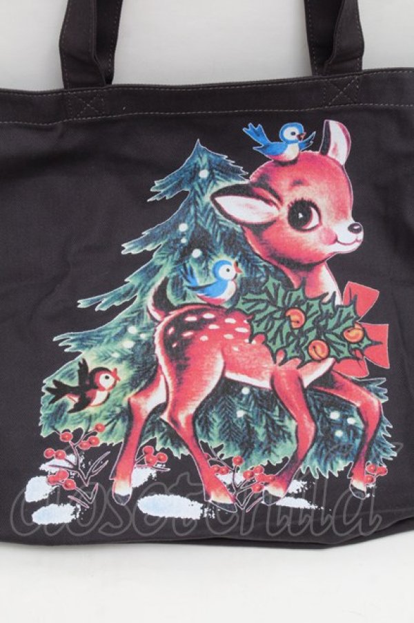 画像3: ヴィヴィアンウエストウッド 中古 / BAMBI PRINT TOTE バッグ  黒  S-26-01-25-038-ba-HR-ZS (3)