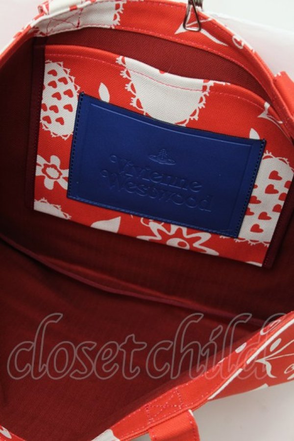 画像4: ヴィヴィアンウエストウッド 中古 / PAINTING BUNNYトートバッグ  赤  S-26-01-25-045-ba-AS-ZS (4)