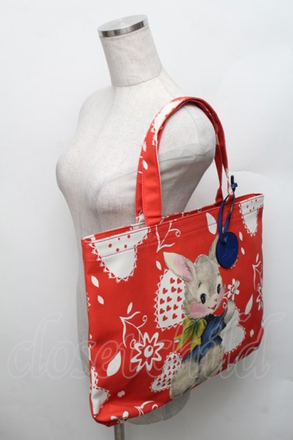 画像5: ヴィヴィアンウエストウッド 中古 / PAINTING BUNNYトートバッグ  赤  S-26-01-25-045-ba-AS-ZS (5)
