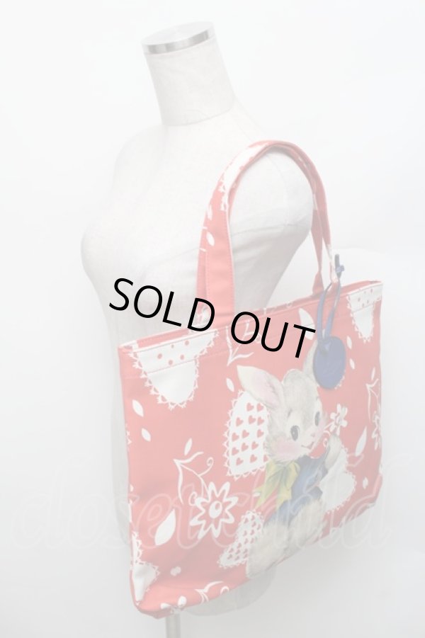 画像5: ヴィヴィアンウエストウッド 中古 / PAINTING BUNNYトートバッグ  赤  S-26-01-25-045-ba-AS-ZS (5)