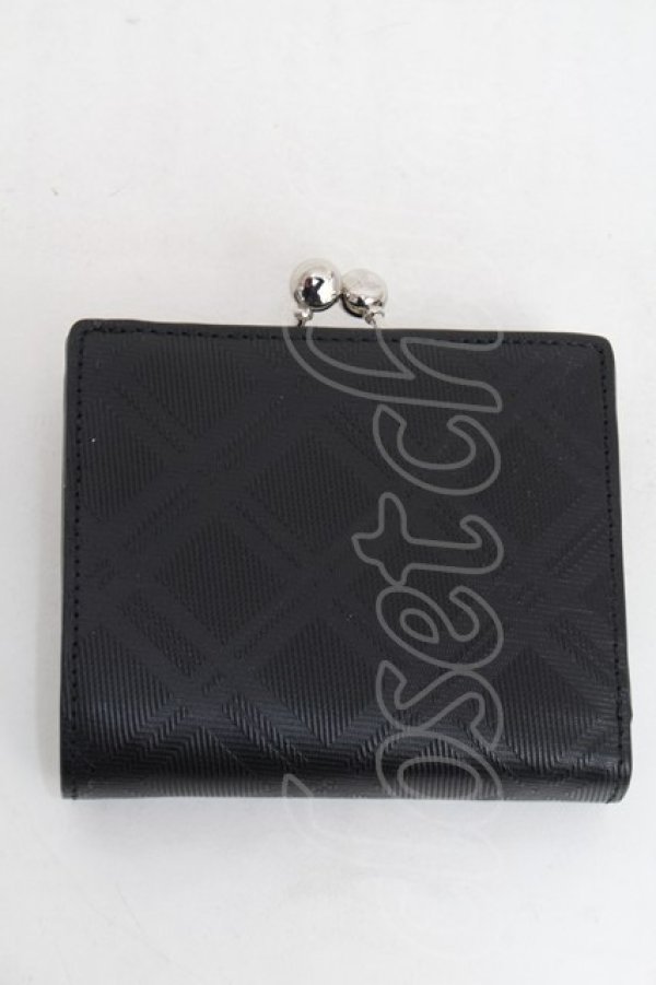 画像2: ヴィヴィアンウエストウッド 中古 / バイアスチェックエンボスレザー折財布  黒  S-26-01-25-009-wa-AS-ZS (2)