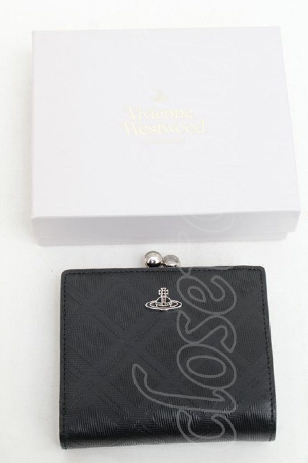 画像6: ヴィヴィアンウエストウッド 中古 / バイアスチェックエンボスレザー折財布  黒  S-26-01-25-009-wa-AS-ZS (6)