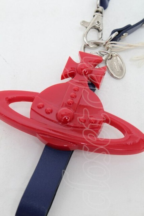 画像2: ヴィヴィアンウエストウッド 中古 / グローブホルダー  紺ｘ赤  S-26-01-25-023-ac-AS-ZS (2)