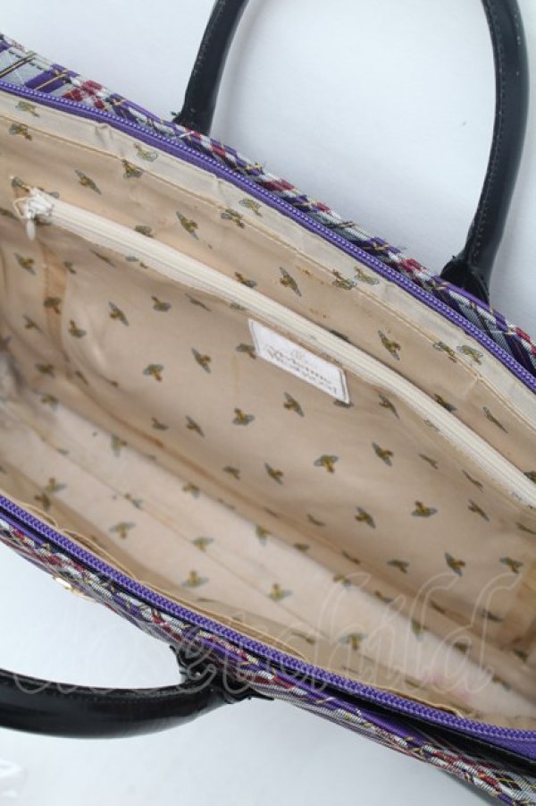 画像4: ヴィヴィアンウエストウッド 中古 / チェックプレーンバッグ  紫  S-26-02-25-033-ba-AS-ZS (4)