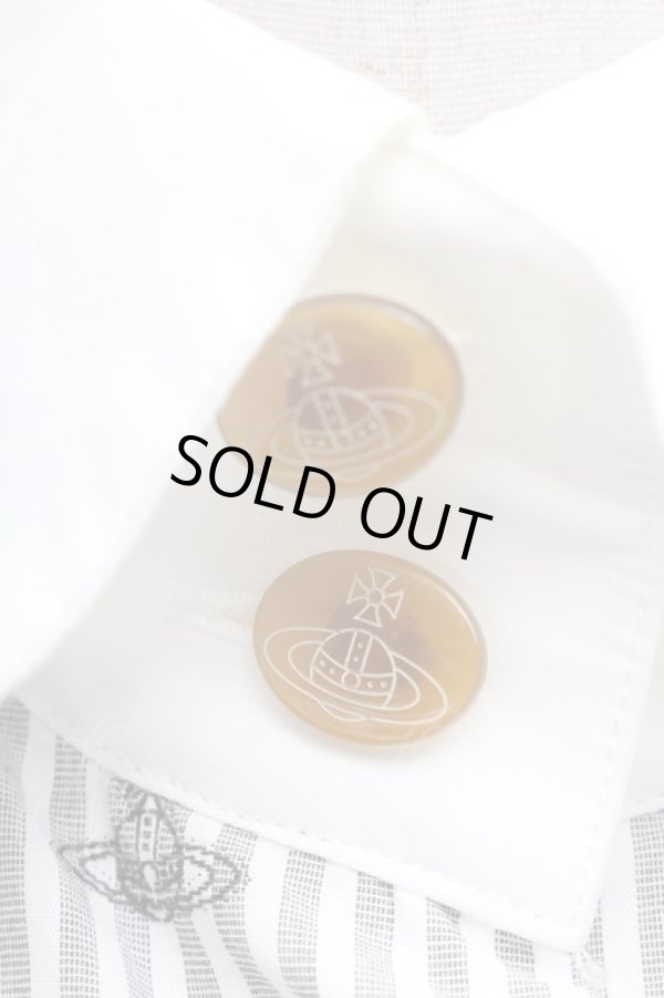 画像4: ヴィヴィアンウエストウッド 中古 / ストライプオーブシャツ 2 グレーｘ白  S-26-02-25-038-bl-AS-ZS (4)