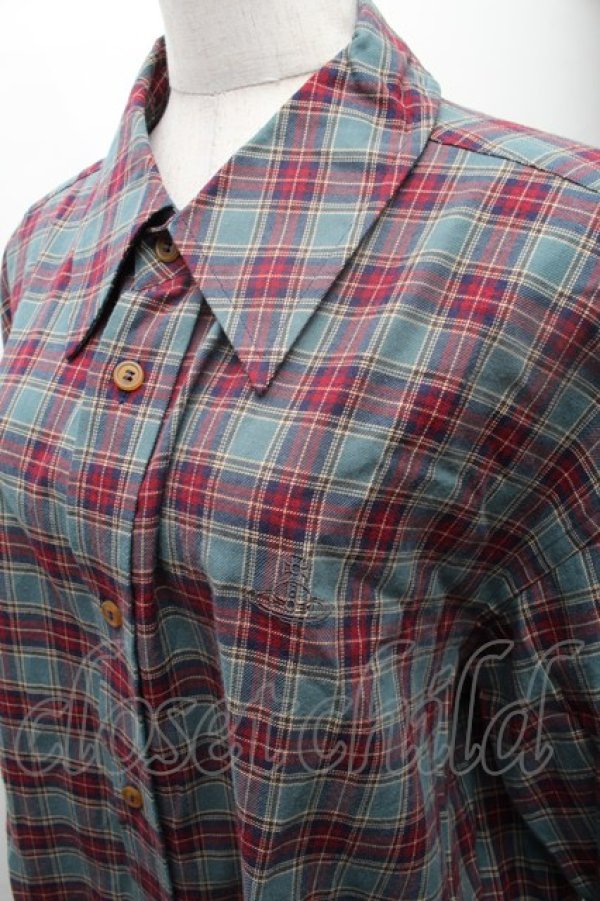 画像3: ヴィヴィアンウエストウッド MAN 中古 / チェック半袖シャツ 46 グレーｘ赤  S-26-02-25-040-to-AS-ZS (3)